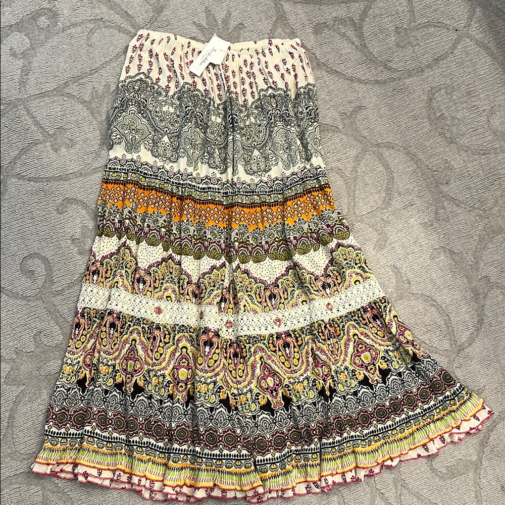 NWT Bohemian Tiered Maxi Skirt
